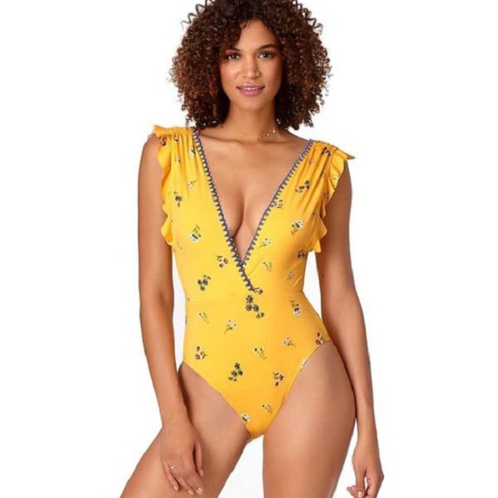Anne Cole Studio  Flounce V-Neck Floral Swimsuit